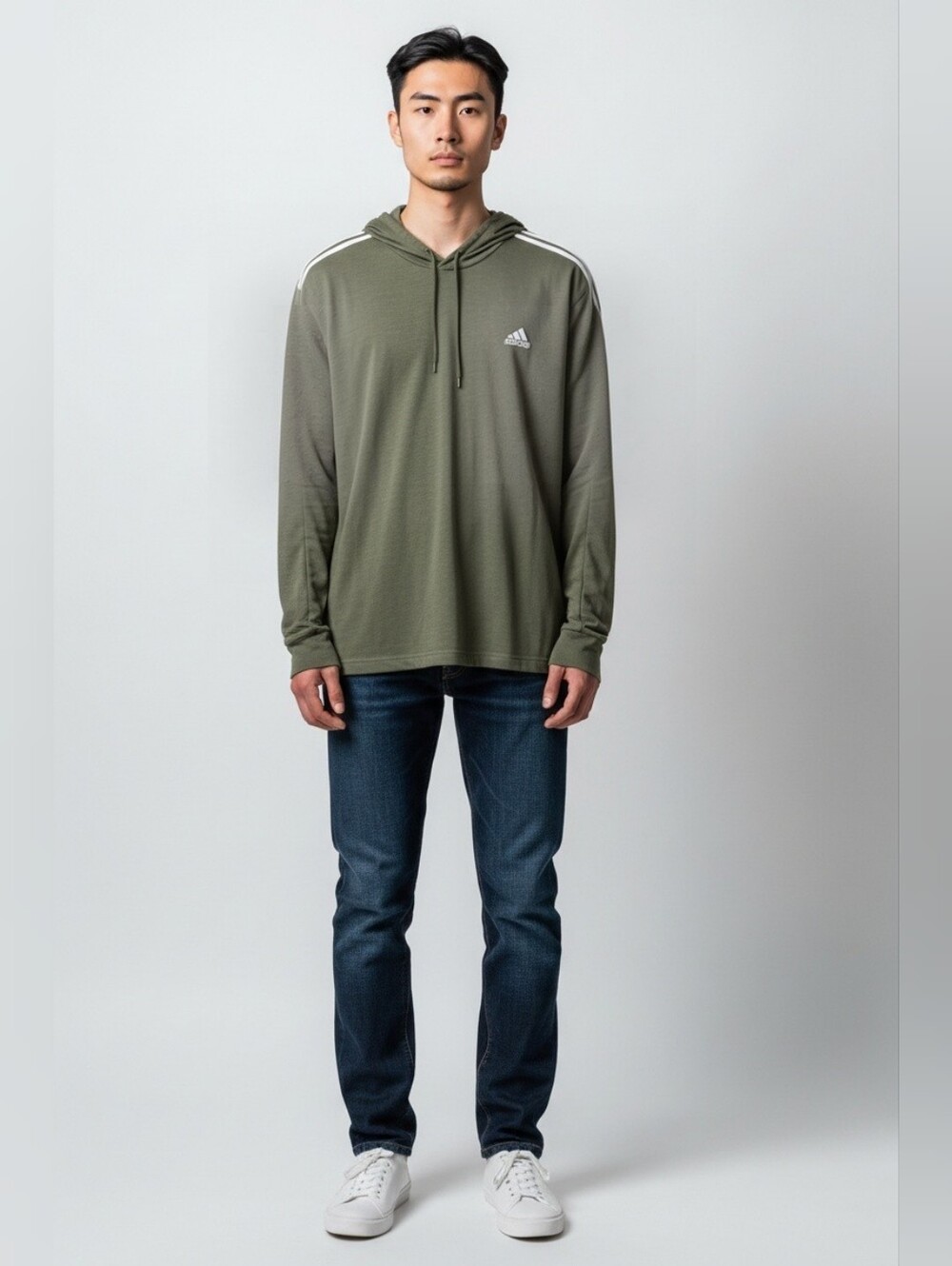 Men's Adidas Classic Sportswear Jacket Pullover Drawstring Hoodie Olive Size 2XL - Picture 2 of 7